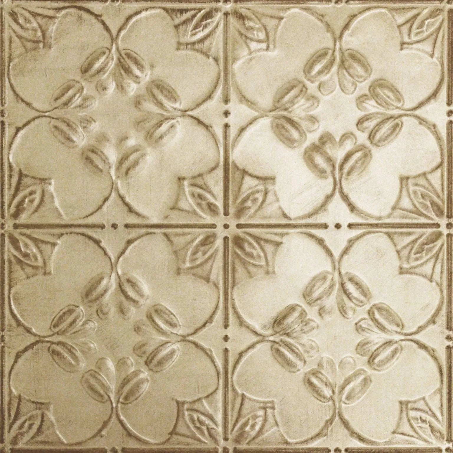 Decorative tile with floral pattern in beige color.