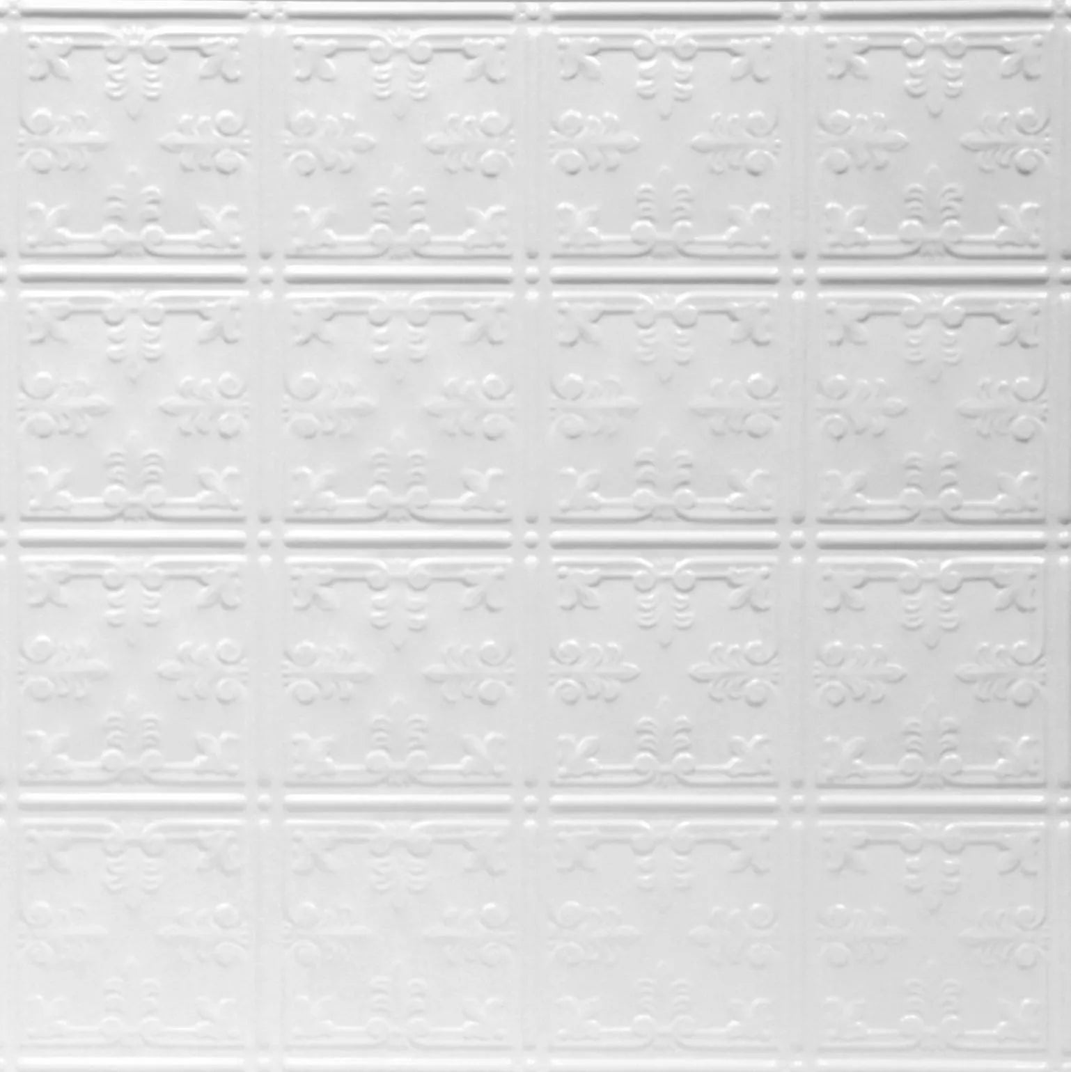 White textured ceiling tile with decorative patterns