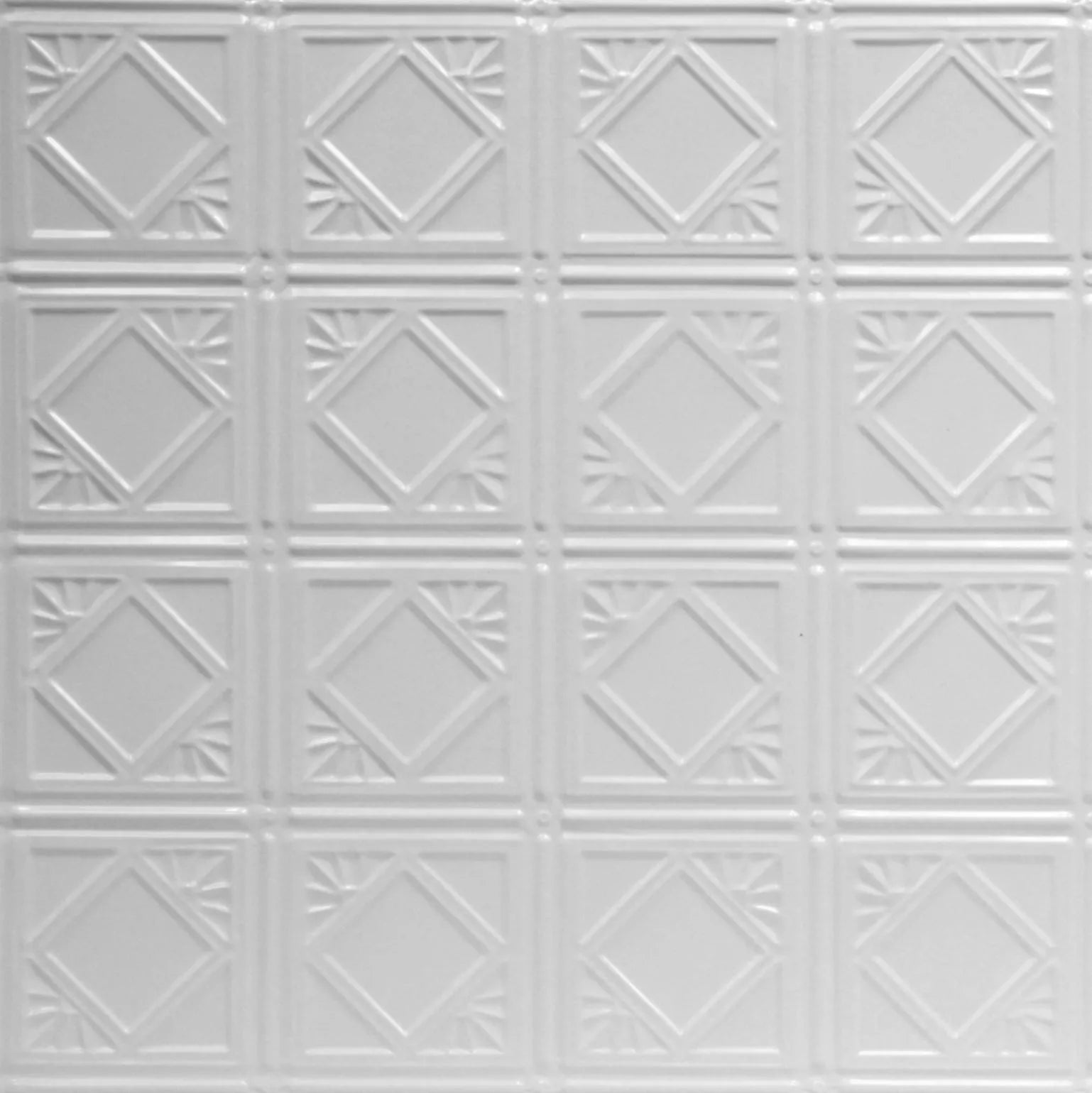 geometric-patterned white decorative ceiling tile.
