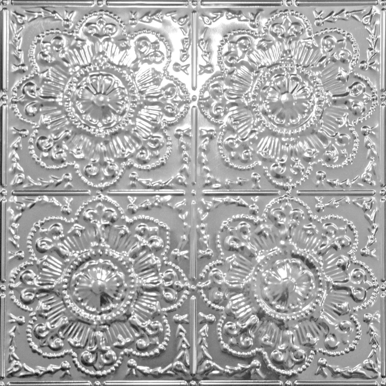 Decorative ceiling tiles with intricate patterns.