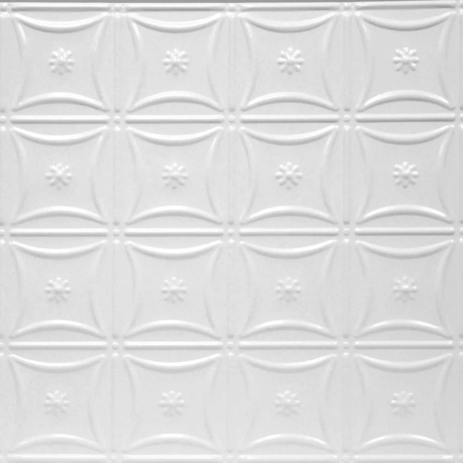 White decorative ceiling tile with geometric pattern