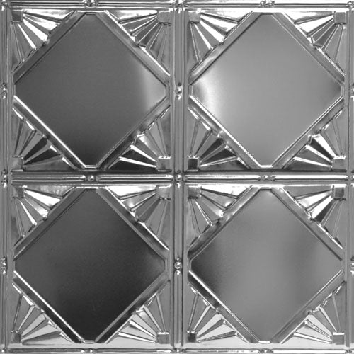 Decorative metallic ceiling tile with geometric pattern