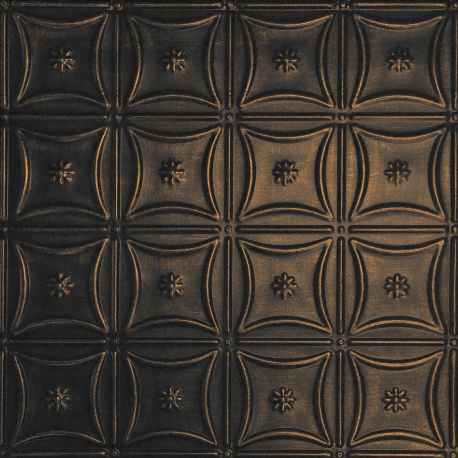 Decorative metal panel with embossed pattern