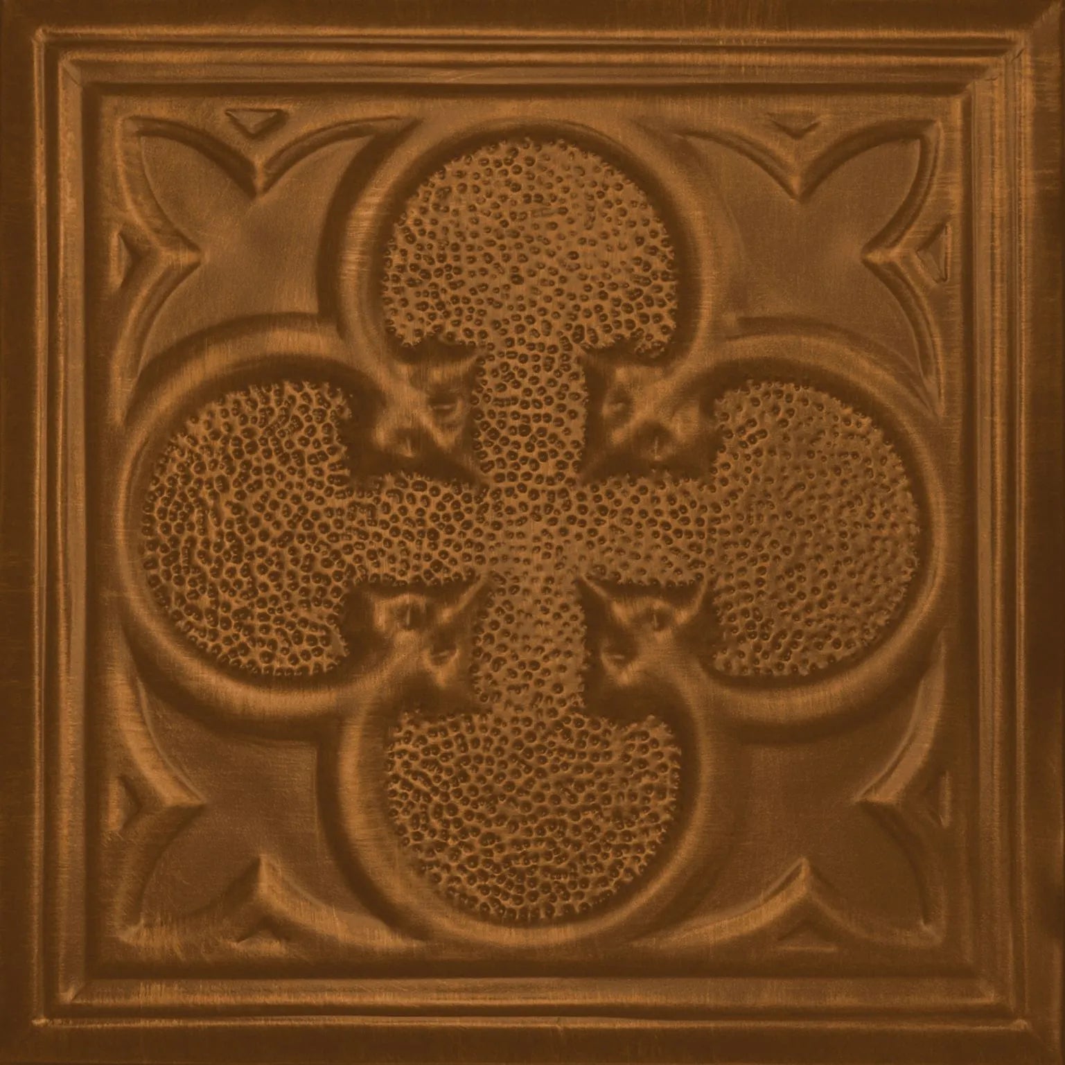 Decorative brown tile with embossed design.