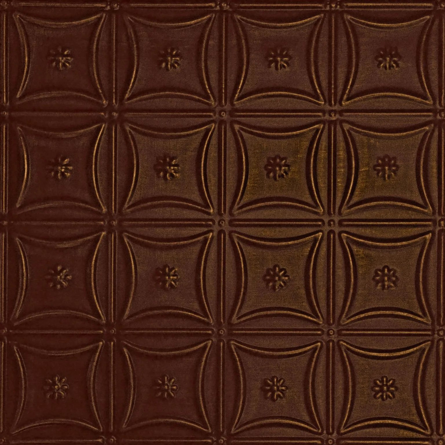 Brown decorative tile with geometric pattern.