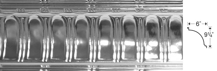 Metallic duct with dimensions labeled on a white background.