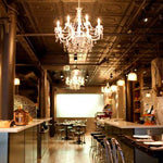 Luxurious interior with chandeliers and modern decor
