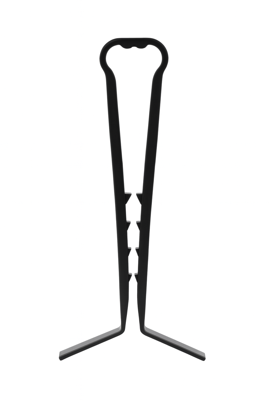 Black metal stand on a white background.