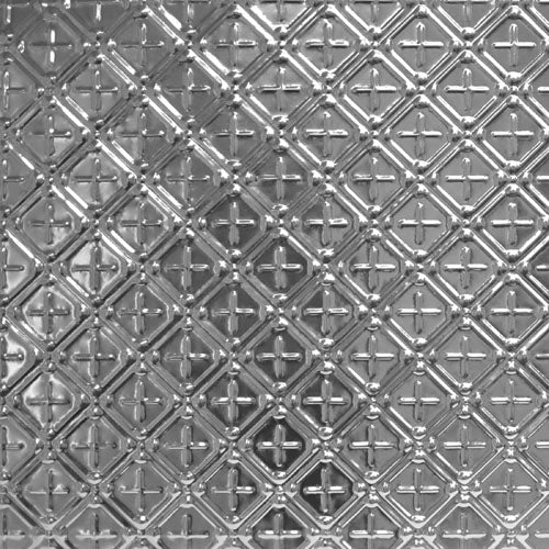 Metallic silver embossed patterned sheet.