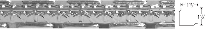 Metallic strip with decorative patterns and measurements.