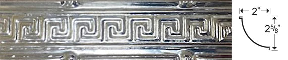 Metallic strip with decorative pattern and measurements