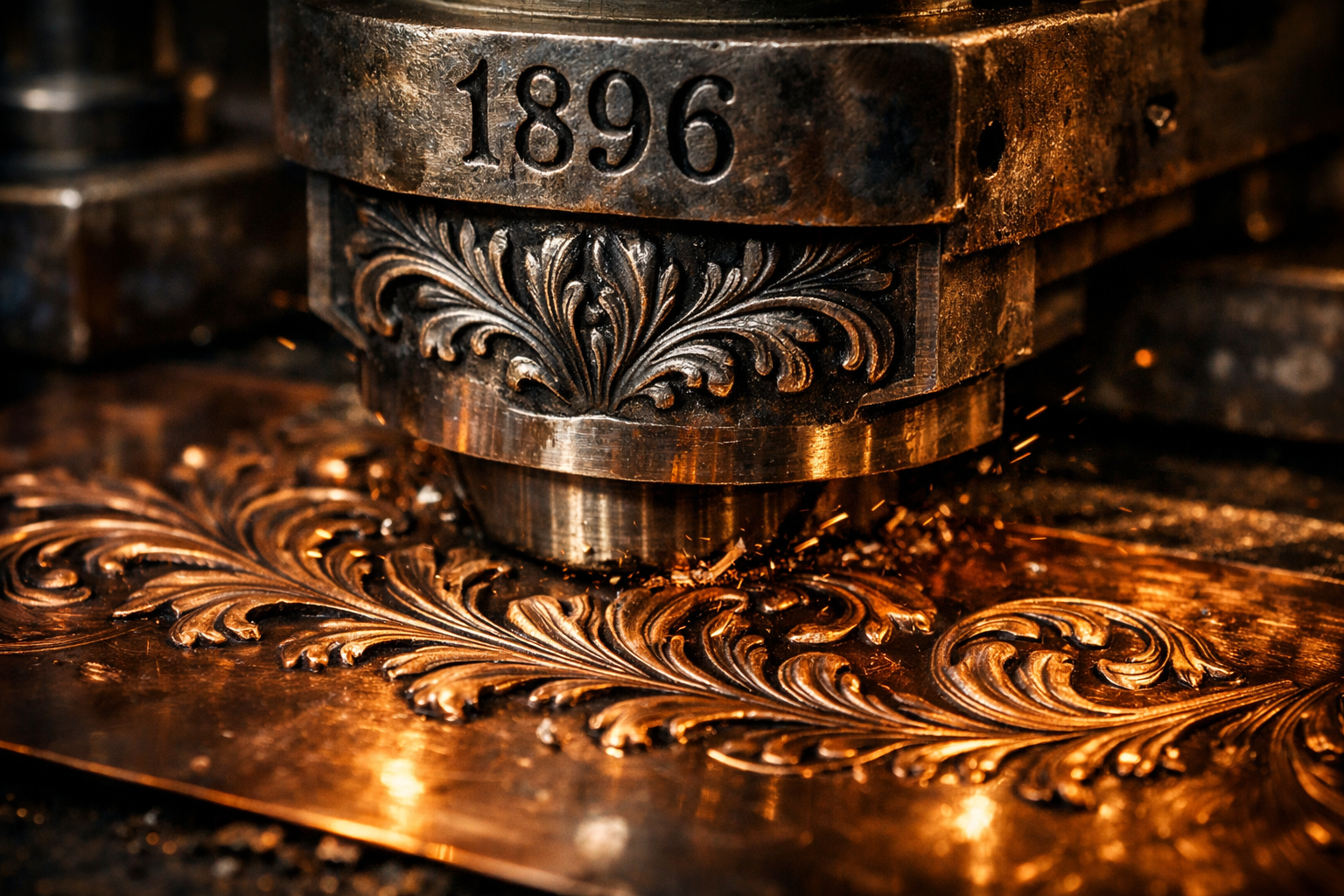 Bronze mechanical piece engraved 1896.