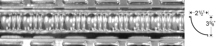 Metallic grill with dimensions labeled