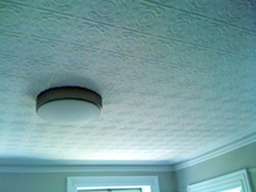 Ceiling light fixture on a textured ceiling