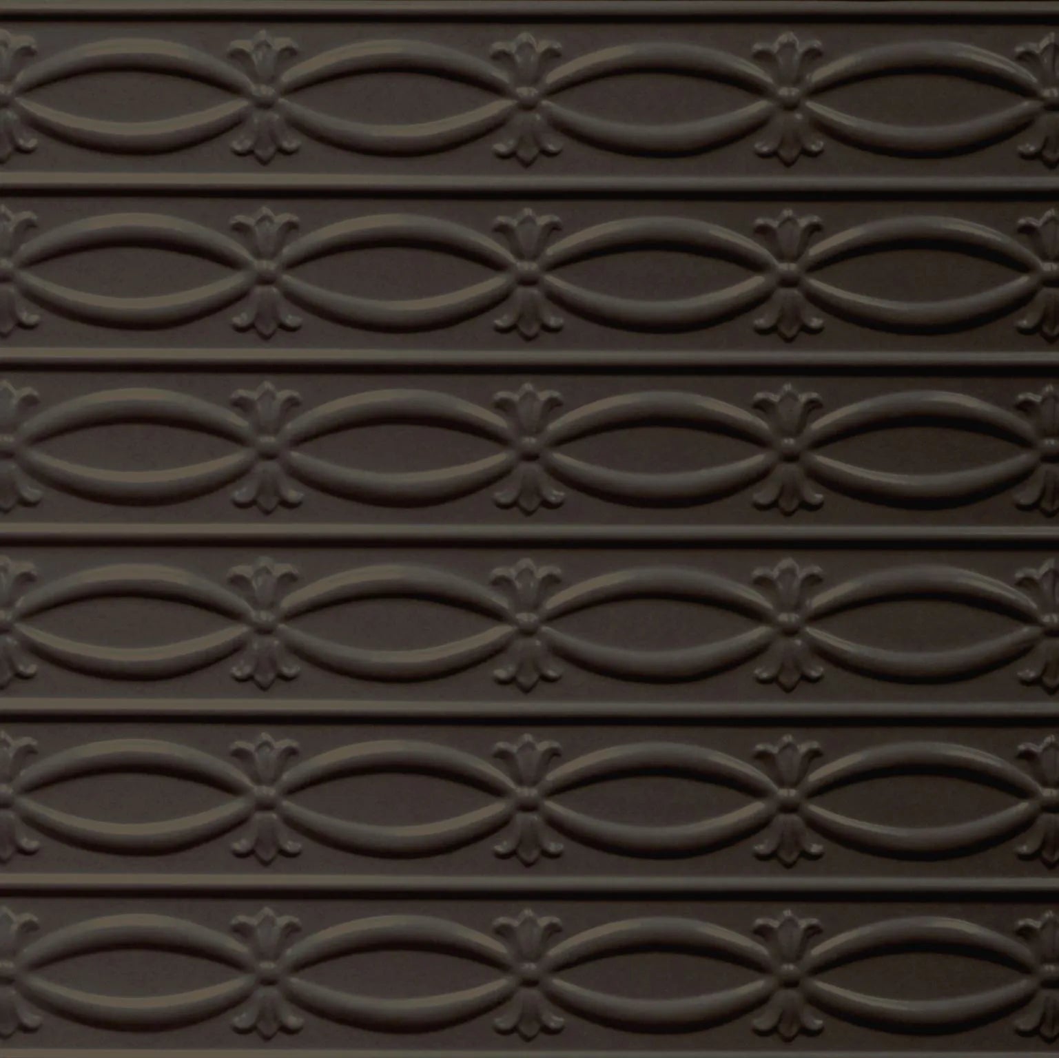 Decorative dark brown patterned tile.