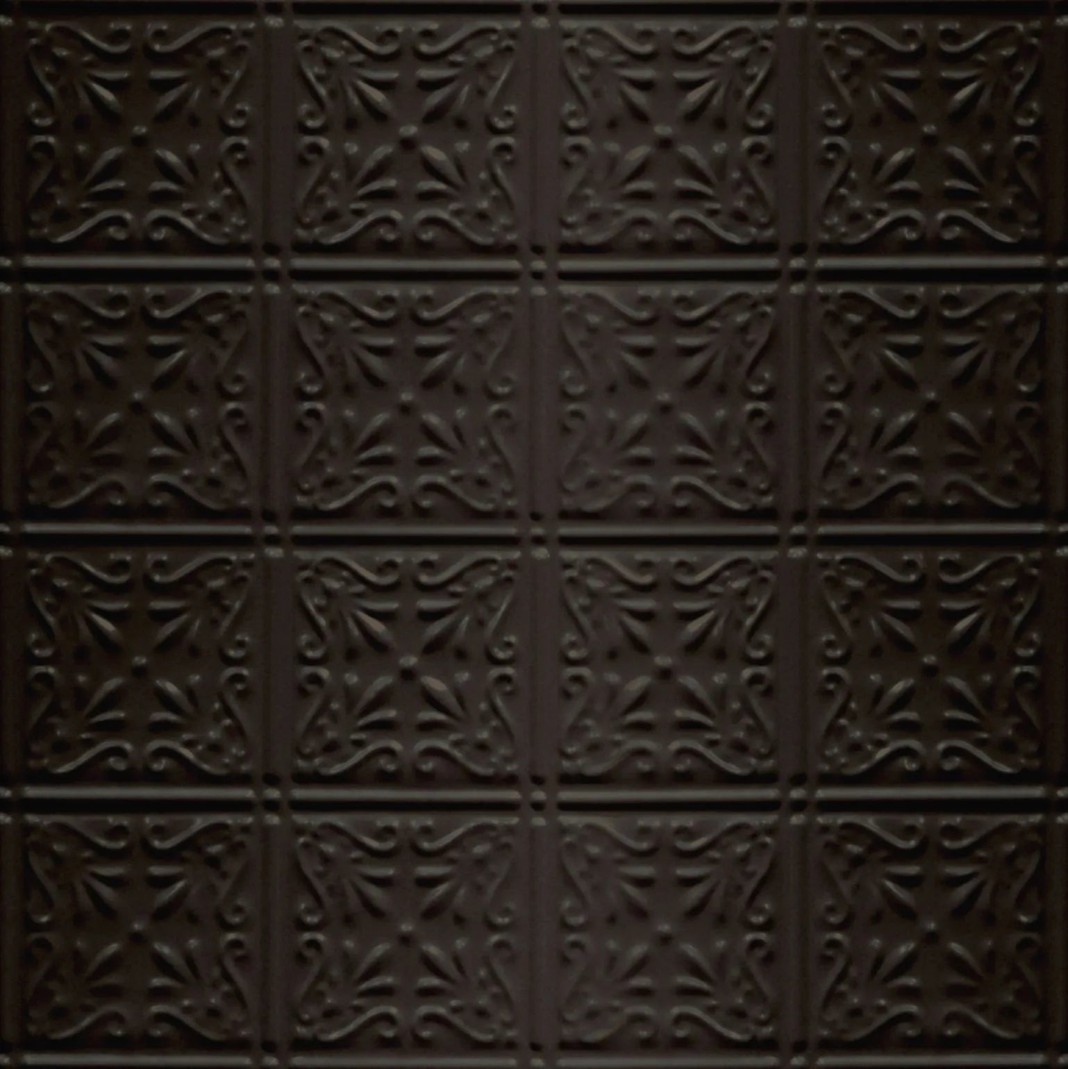 Dark brown decorative ceiling tile with geometric pattern.