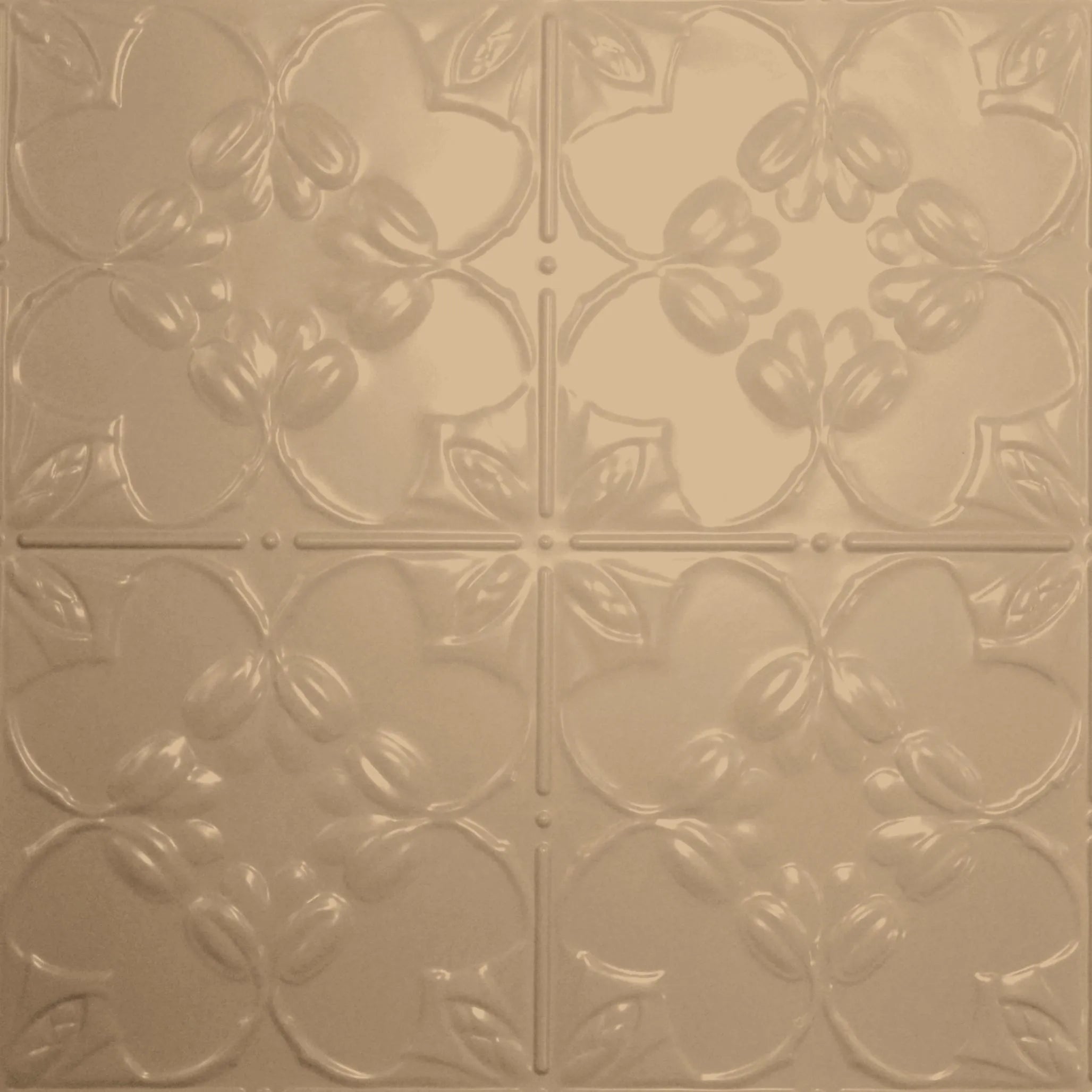 Decorative beige tiles with floral pattern.