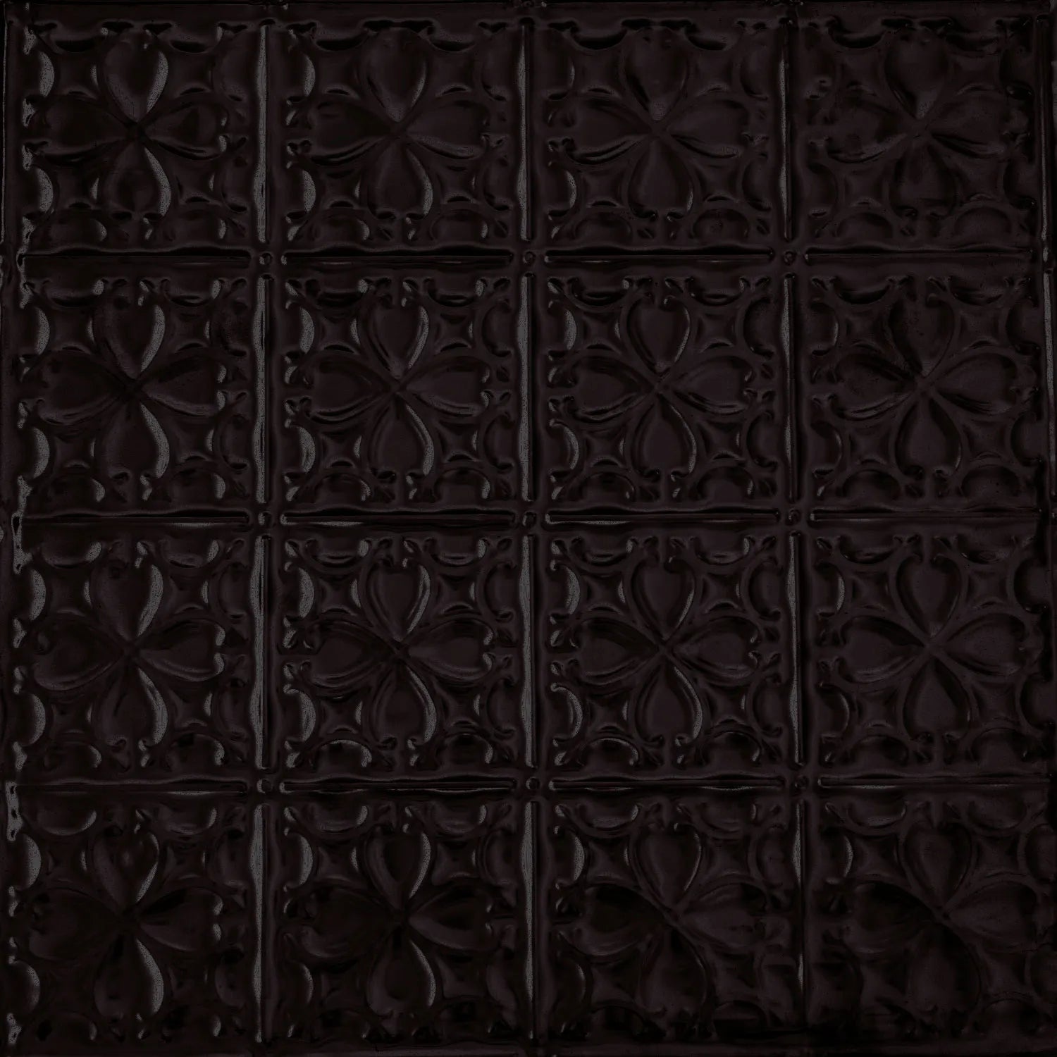 Dark brown decorative tiles with a geometric pattern.