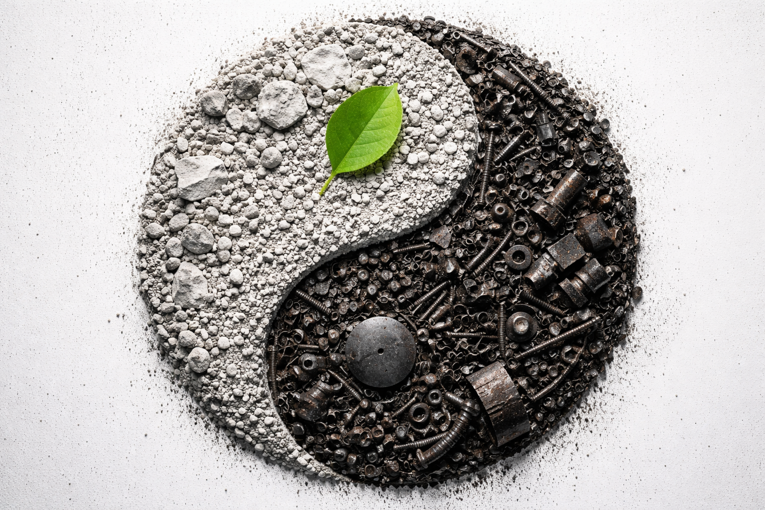 Yin yang with nature and machinery.