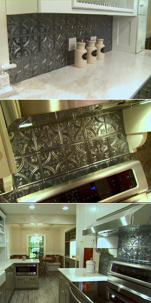 Decorative backsplash tiles in a kitchen setting