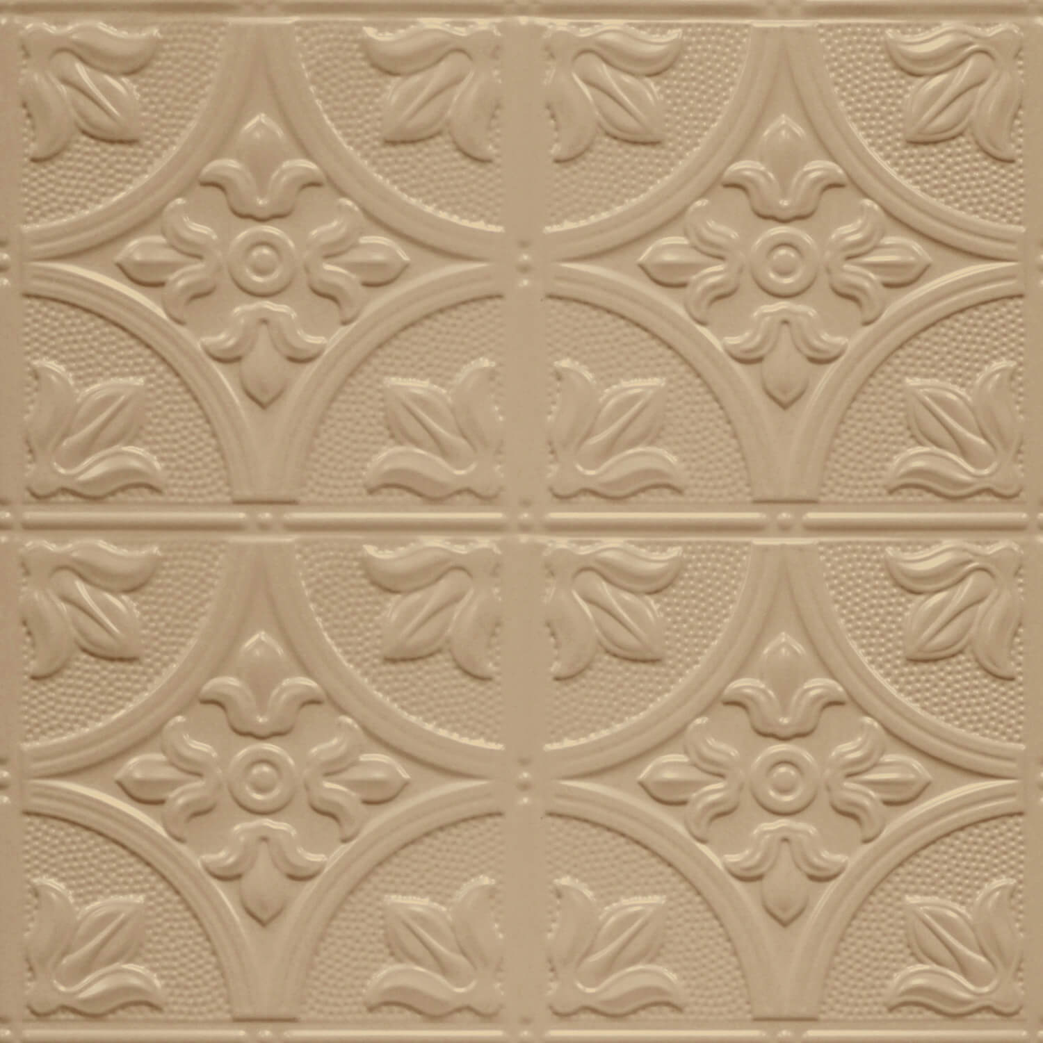 Beige decorative tile with floral pattern