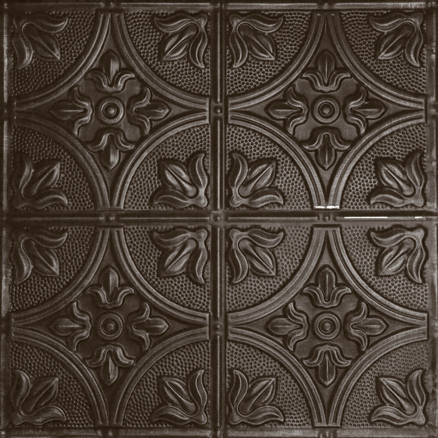 Decorative brown tile with floral patterns
