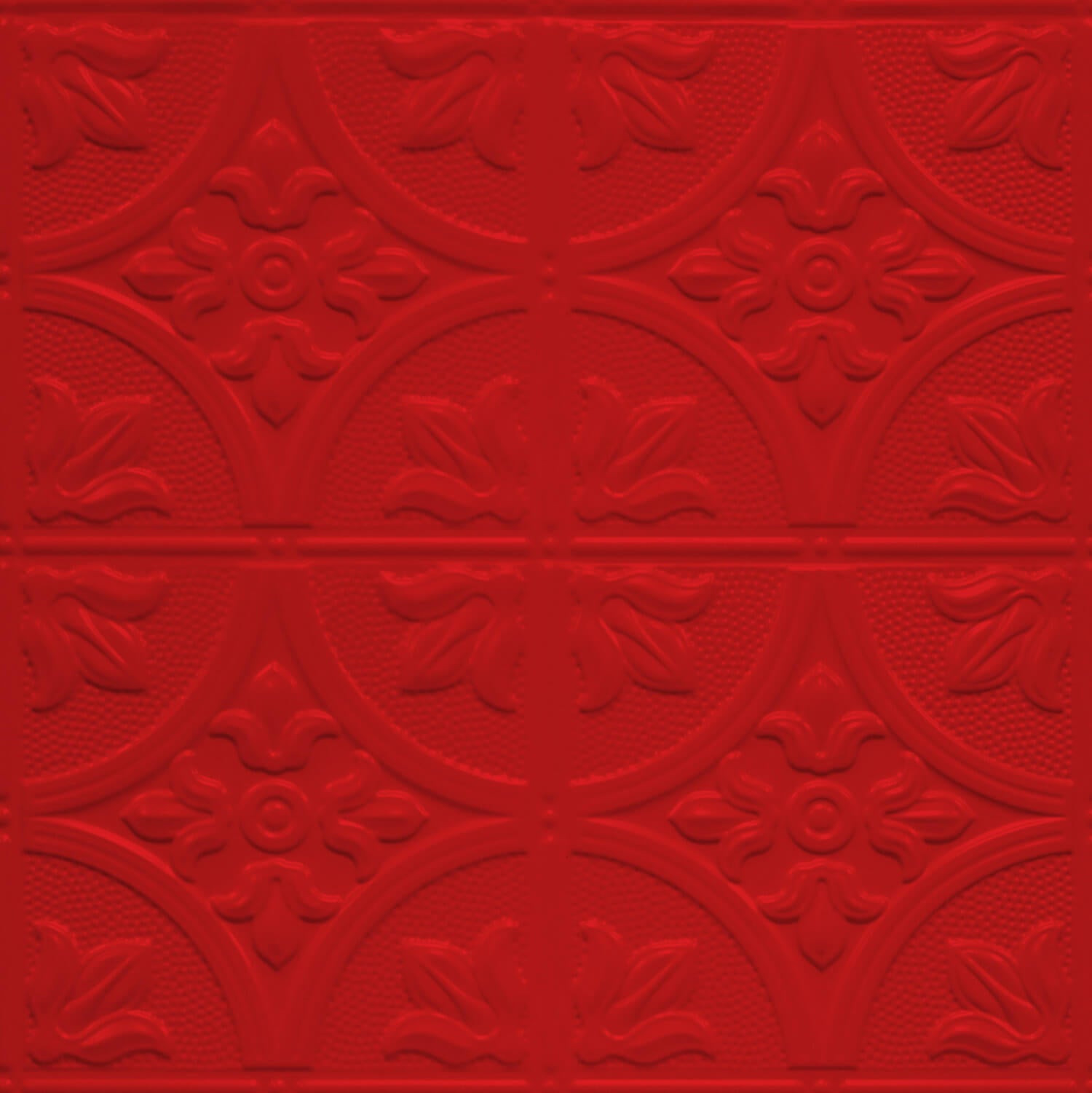 Red textured decorative tile with floral patterns