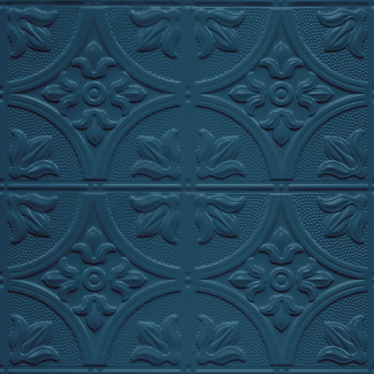Blue decorative tile with floral pattern