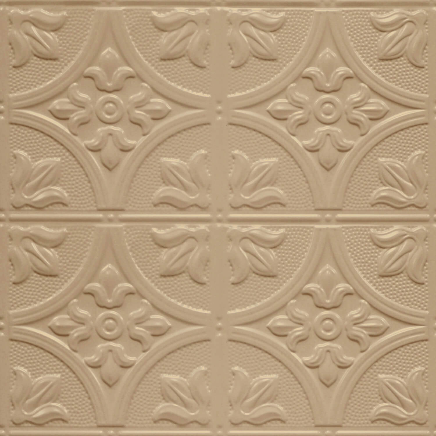 Beige decorative tile with floral pattern